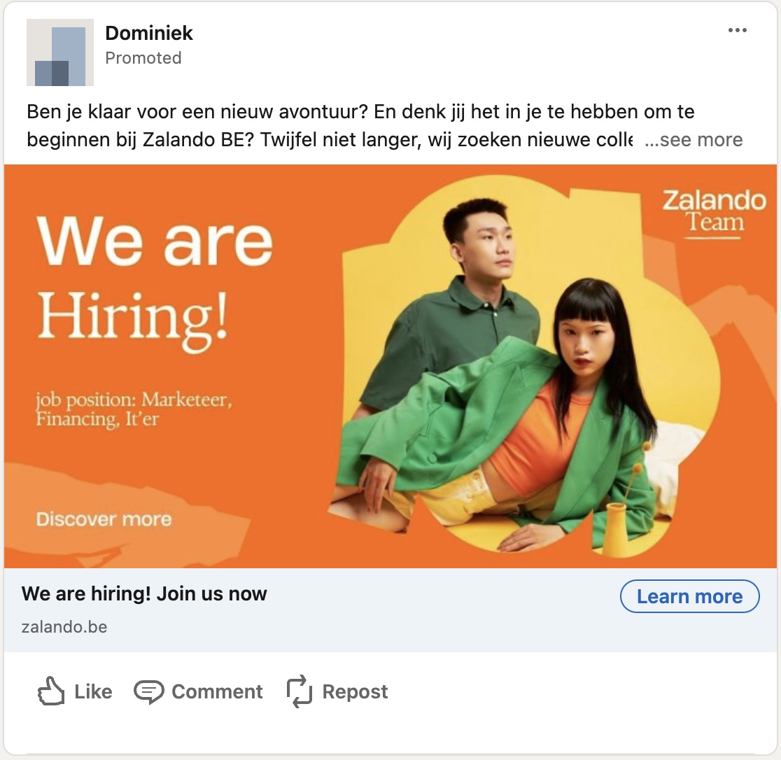 I made a fictional creative for the company Zalando. This was a school project for Zalando to recruit new people