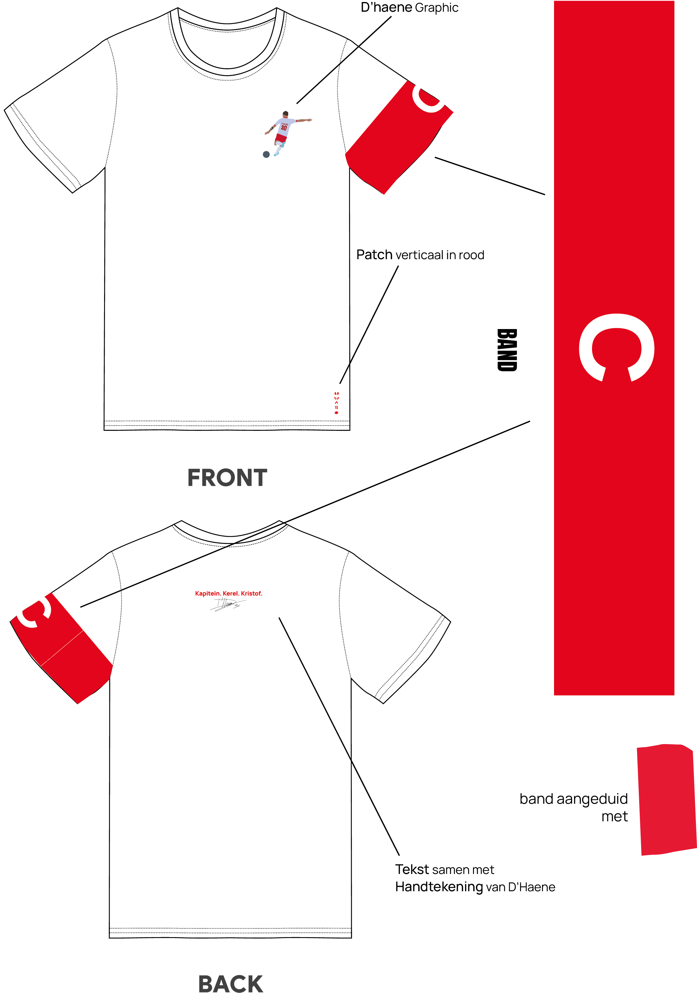 At my internship at KV Kortrijk i designed a shirt because D'haene (the captain for KVK at the time) left, so i made a techpack as a reference.